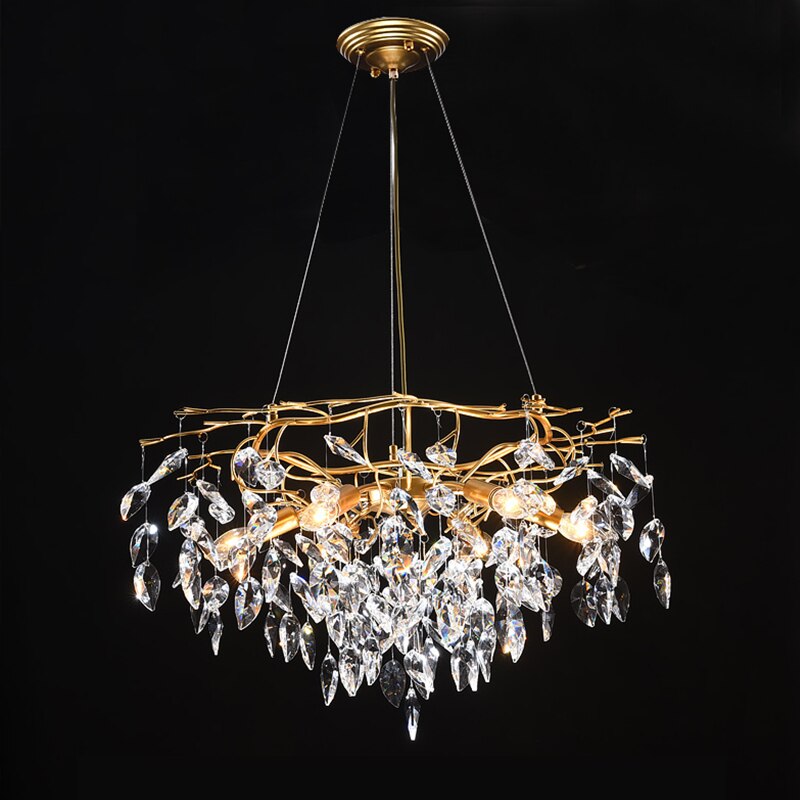 Postmodern Gold Crystal LED Chandelier Lighting Lustre Suspension Luminaire Lampen for Dinning Room Dining Room Home Decoration