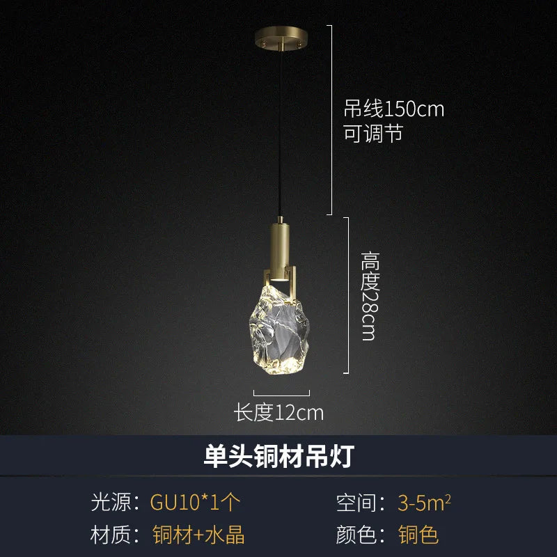 New Crystal Led Pendant lights Nordic luxury brass Dining Room Bar Kitchen suspension Luminaire bedroom bedside Hanging lamp