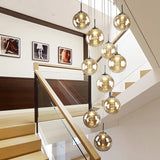 2026 New Modern Glass Ball Chandelier Lustre Living Room Staircase Light Spiral Light G4 Led Hotel Chandelier Villa Lighting
