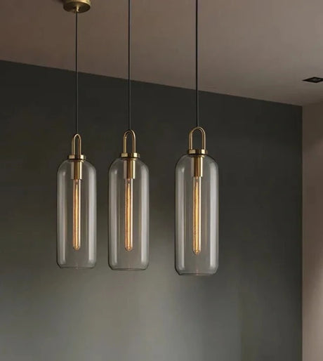 Smoke Grey  Sphere glass hanging lamp Transparent Cylindrical Edison glass pendant lighting Simple lines pendant lamp droplight