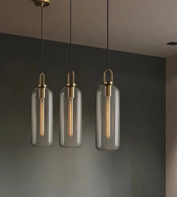 Smoke Grey  Sphere glass hanging lamp Transparent Cylindrical Edison glass pendant lighting Simple lines pendant lamp droplight