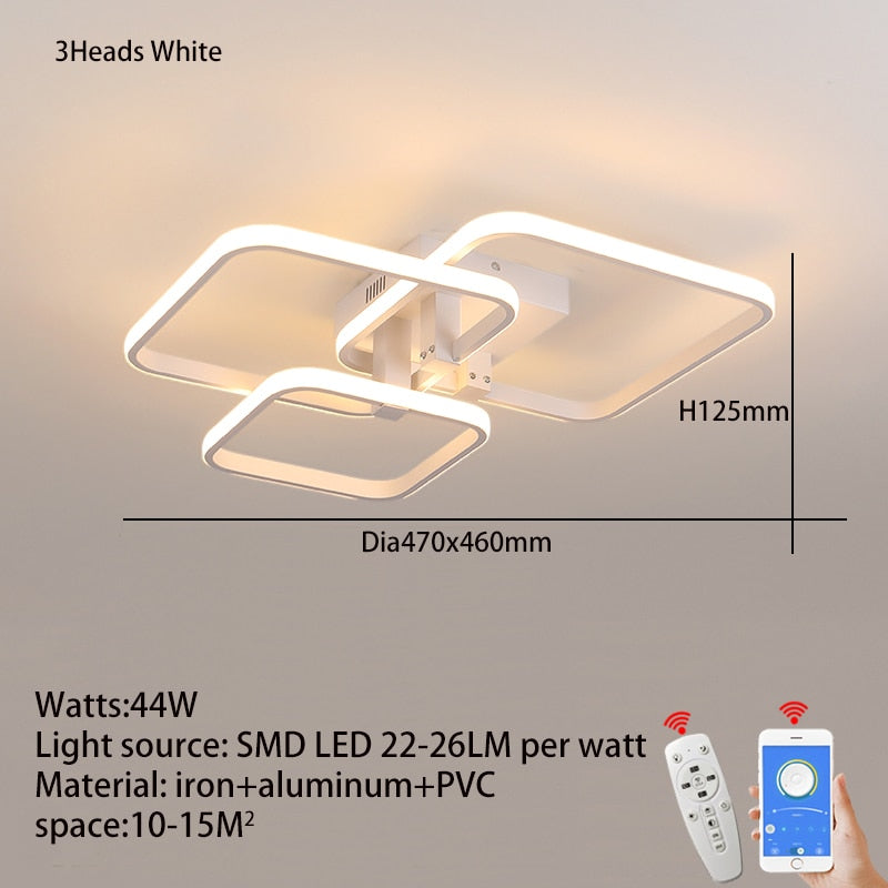 Rectangle Acrylic Aluminum Modern Led Ceiling Lights For Living Room Bedroom White/Black Led Ceiling Lamp Fixtures