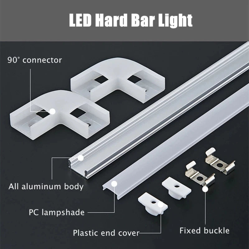 50cm Aluminium Channel for Led Strip U Style V Shape Aluminum Profile with Diffuser Milky PC Cover,LED Bar Strips Light Holder
