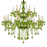 Luxury Green Crystal Chandelier - Vintage E14 Candle Pendant Light