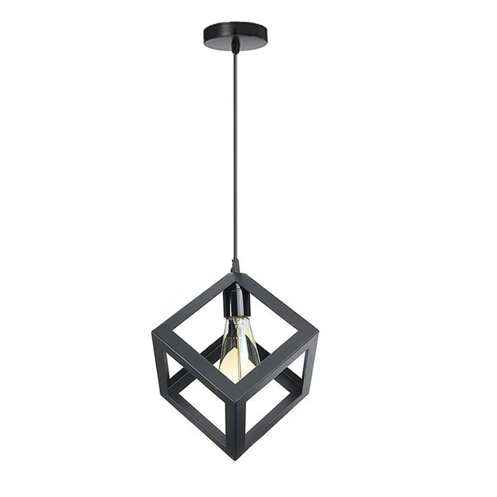 Nordic Style 3 in 1 Pendant Lights Creative Geometric Lamp Shade Cube E27 Base Metal Hanging Light Square Ceiling Lighting Decors