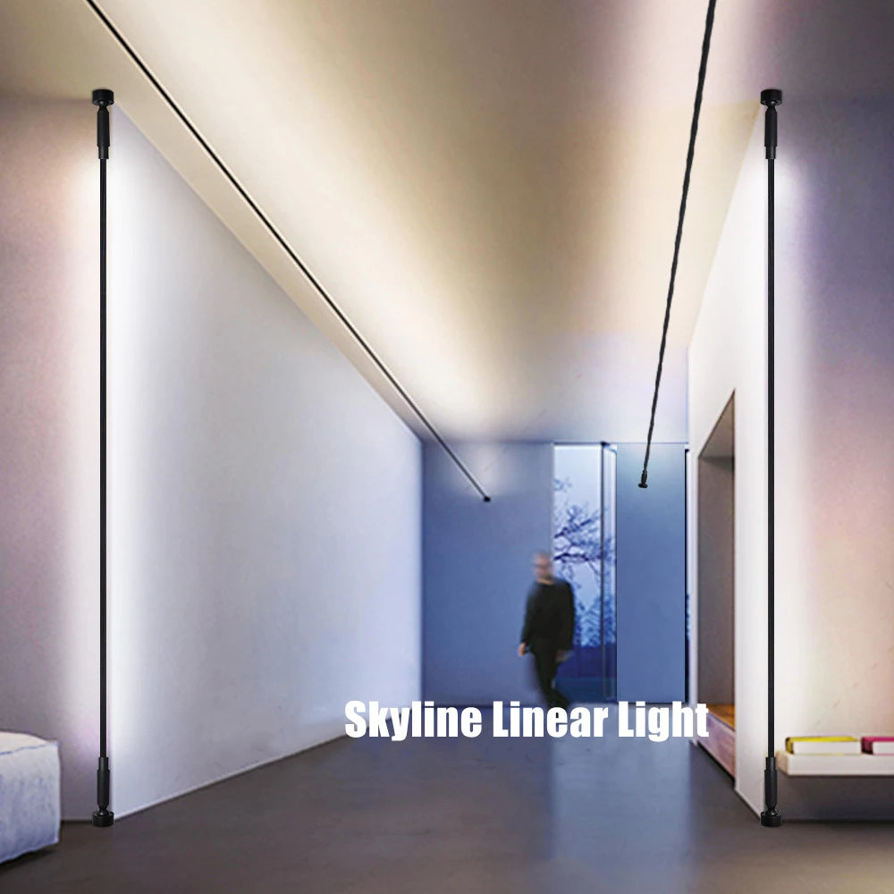 Skyline Minimalist Linear Strip LED Wall Lamp - Modern Architectural Background Decor Light Fixture for Living Room, Bedroom & Gallery