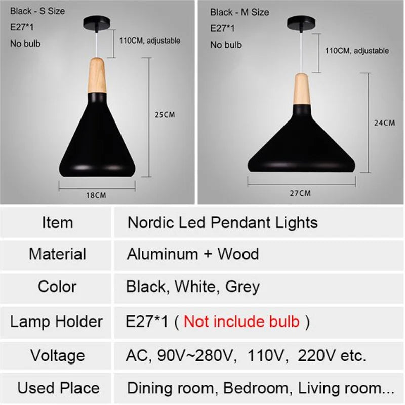 E27 Led chandelier modern Nordic chandelier industrial chandelier loft wooden lamp bedroom dining room kitchen lamp