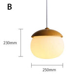 Nordic Wood Grain Iron Glass Pendant Lamp Modern Nut Round E27 110-240V Hanging Light Living Room Bedroom Decors Pendant Lighting