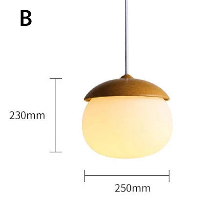 Nordic Wood Grain Iron Glass Pendant Lamp Modern Nut Round E27 110-240V Hanging Light Living Room Bedroom Decors Pendant Lighting