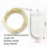 Led Strings Garland Fairy Lights Copper Wire 1M 2M 5M10M Battery Lighting Garland for Christmas Bedroom Wedding Party Decoration