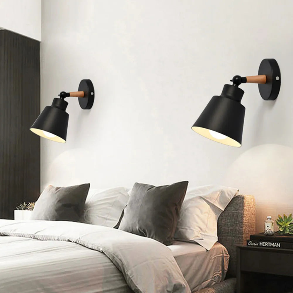 ASCELINA Hot Nordic Style Indoor Lighting  LED Wall Lamp Modern Wooden Bedroom Bracket Light Household Living Room Bathroom Lamp