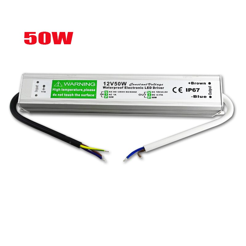 Waterproof IP67 LED Driver Ac DC 12V/24V 10W 15W 20W 25W 30W 36W 45W 50W 60W 80W 100W 120W 150W Power Supply for LED Strip Light