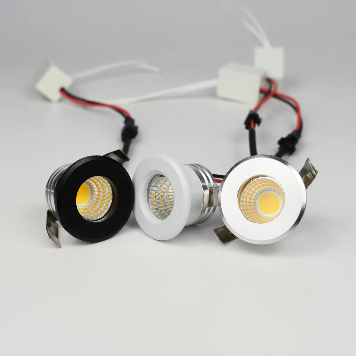 Mini LED Spot Downlights COB 3W 270lm 110V 220V Dimmable Cabinet Light Black White Silver Finish Aluminum Cut Hole 30mm