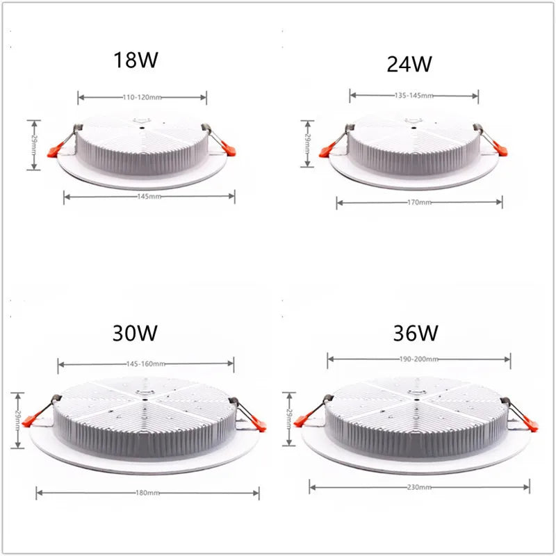 Dimmable 5W-36W LED Ceiling Lamp Recessed SMD Downlight 24W 30W Spot Light AC85-260V For Living Room and Shopping Mall Lighting