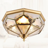 Fashion Europe vintage copper glass ceiling light America home deco 3 pcs e27 bulb ceiling lamp
