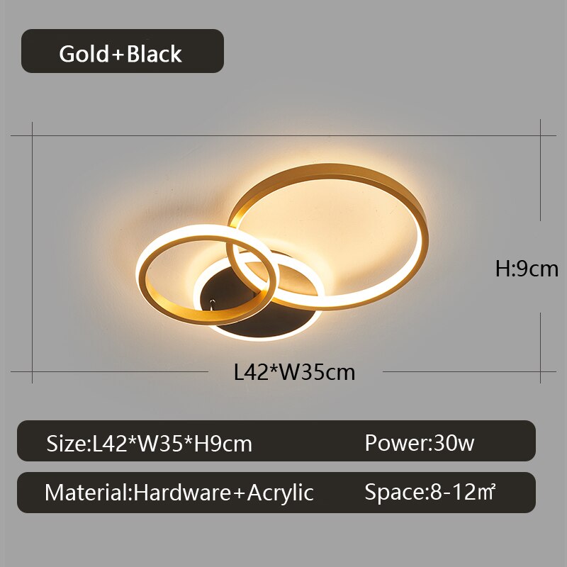 Smart Home Alexa Modern Led Ceiling Lights for Living Room Bedroom Study Room Indoor 90-260V Leiling Lamp Fixtures Black Gold