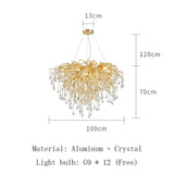 Postmodern Art Gold Crystal Led Chandeliers Luxury Dining Room Lamps Villa Living Room Bedroom Hotel Indoor Lighting Suspension