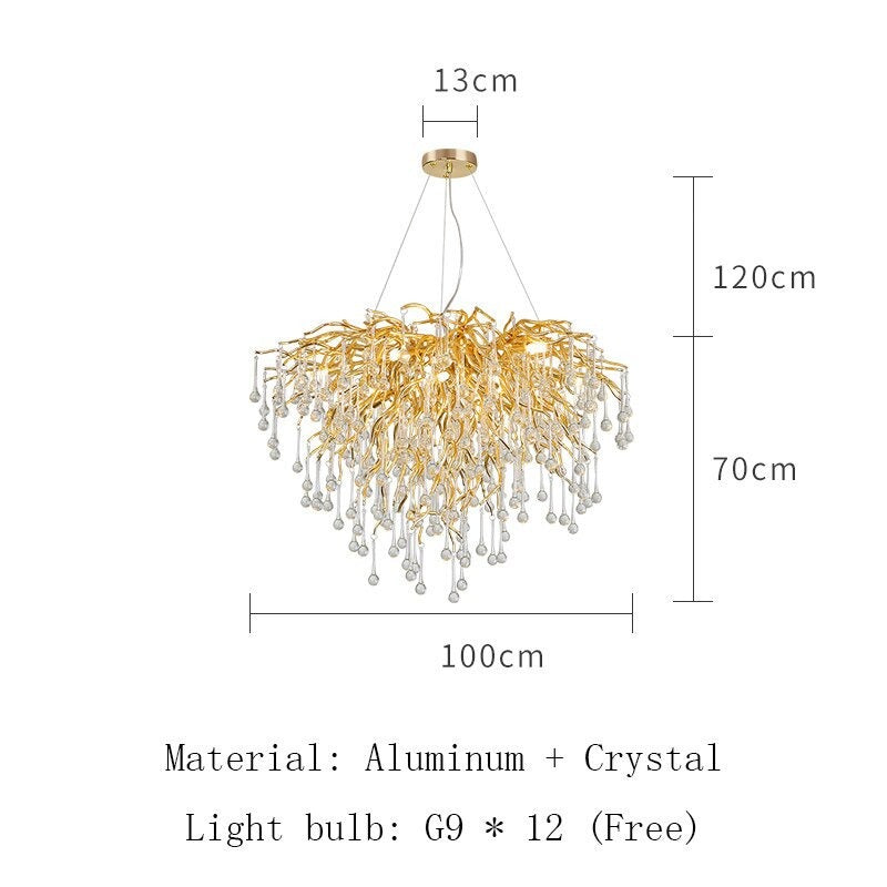 Postmodern Art Gold Crystal Led Chandeliers Luxury Dining Room Lamps Villa Living Room Bedroom Hotel Indoor Lighting Suspension