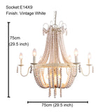 Vintage Black Pendant Chandelier Wood Beaded Antique Lighting Foyer Dining Nordic Chandelier Bedroom Pendant Kitchen Lamps