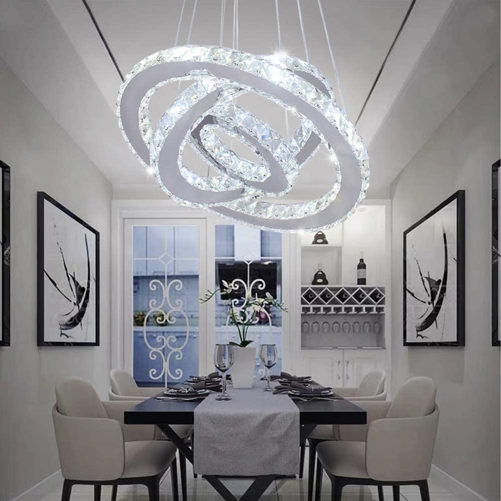 Luxury Large 5 Rings Led Round Crystal Chandelier light Spiral Pendant Lamp Modern Chandelier Light Fixtures Stair Hotel Lamp