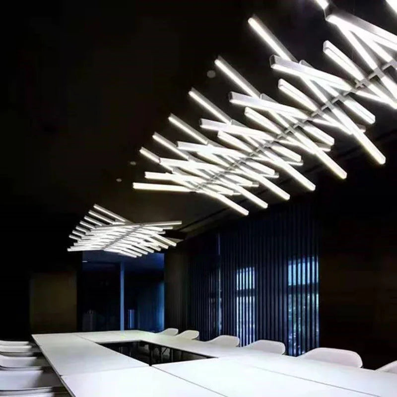 Nordic living room lamp modern minimalist designer Chandelier Lighting restaurant chandelier fishbone shape office strip light