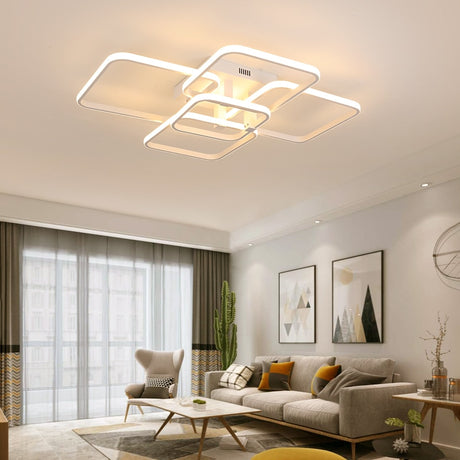 Modern Led Chandelier For Living Room Bedroom White/Black Rectangle Acrylic Aluminum kitchen Ceiling Chandeliers AC85-265