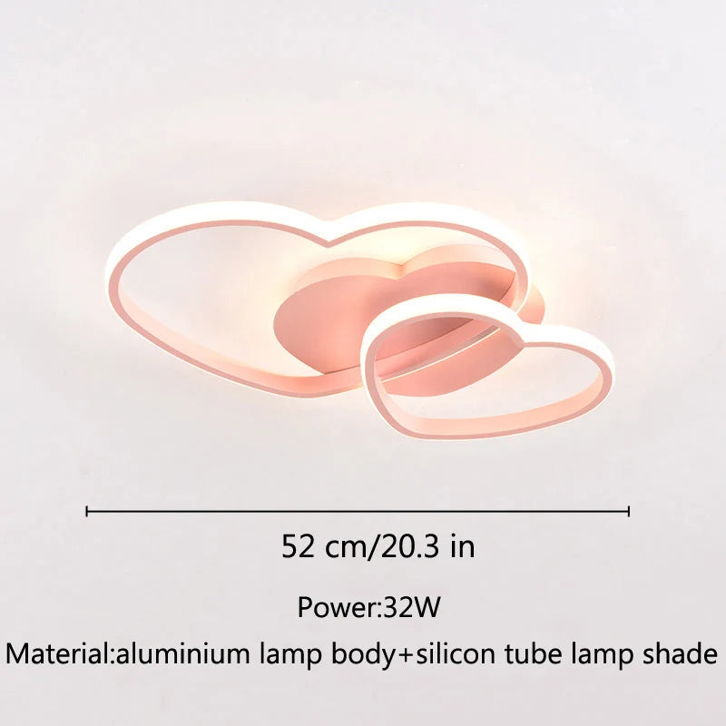 Light For Home Led Light For Bedroom Women Princess Heart Shape Ceiling Lights Lamp Dimmable For Wedding Girls Room Bedroom