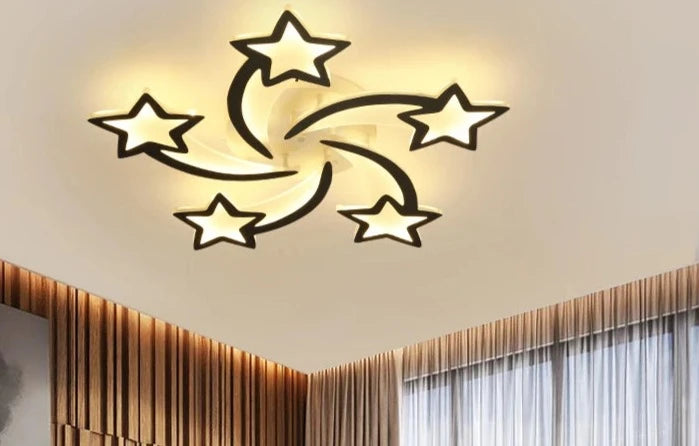 Modern LED Chandelier White/Black Dimmable Indoor Lighting For Bedroom Hall Living Children's Room Acrylic Fixture Lamps