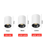 Dimmable Surface Mounted LED Downlights ceiling lamp COB  7W 9W 12W 15W 18W 24W AC110V 220V Spot Light Anti Glare Ceiling Lamp