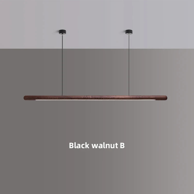 Solid Wood Hanging Lamp Nordic LED Wood Pendant Light Modern Table Long Linear Light Round Hanging Fixtures for Kitchen Island