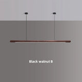 Solid Wood Hanging Lamp Nordic LED Wood Pendant Light Modern Table Long Linear Light Round Hanging Fixtures for Kitchen Island