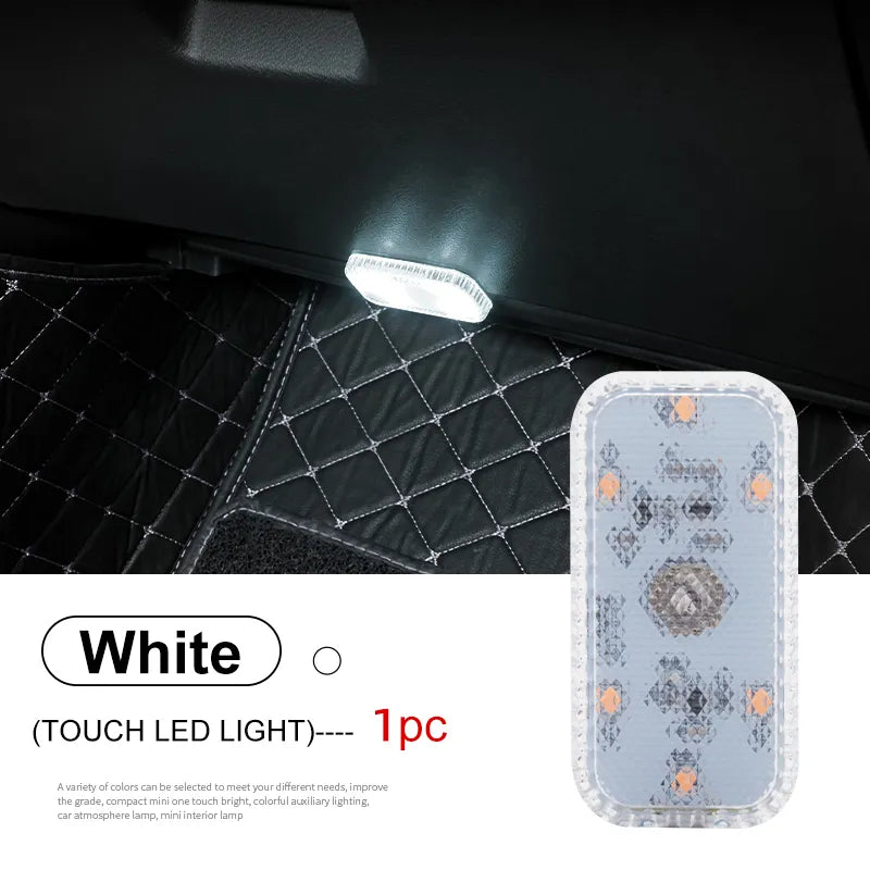 44048610558209LED Touch Light Mini Wireless Car Interior Lighting Auto Roof Ceiling Reading Lamp for Door Foot Trunk Storage Box USB Charging
