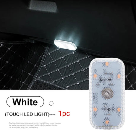 44048610558209LED Touch Light Mini Wireless Car Interior Lighting Auto Roof Ceiling Reading Lamp for Door Foot Trunk Storage Box USB Charging