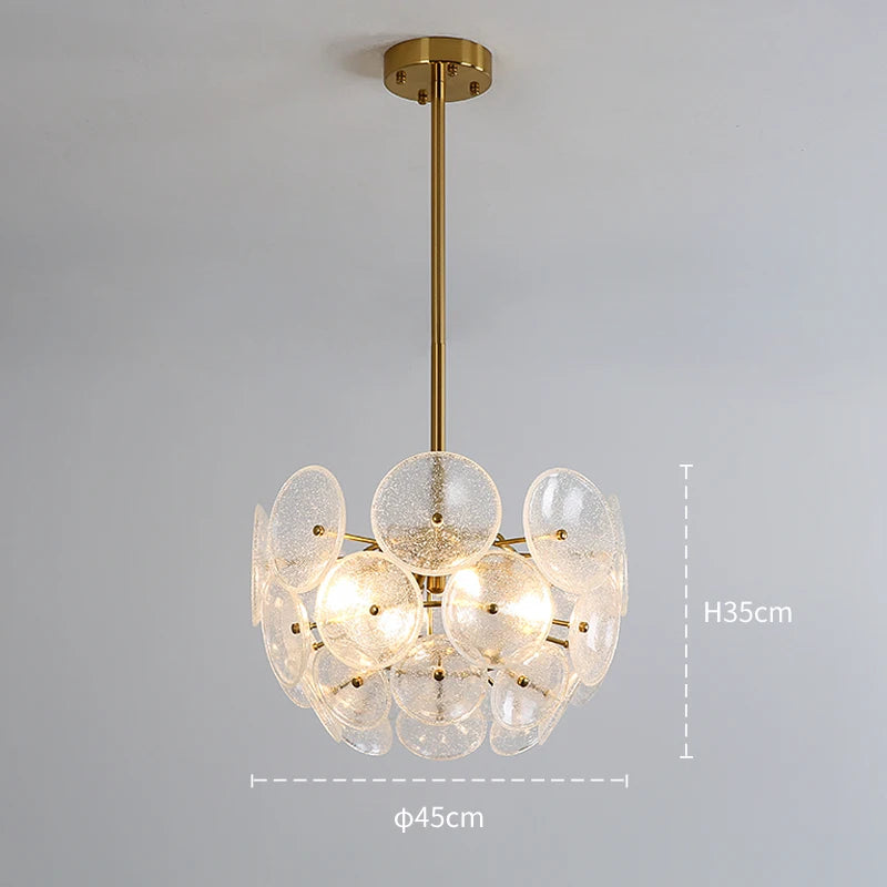 Modern Chandelier Round Ceiling Frosted Glass Copper Hanging Lamp luxury Pendant Lights For Living Bedroom Dining Room