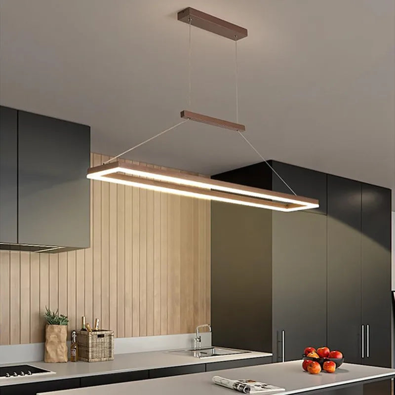 Rectangular chandelier Aluminum LED deco design Nordic style lamp Acrylic for Indoor bedroom Kitchen Island gold chandelier