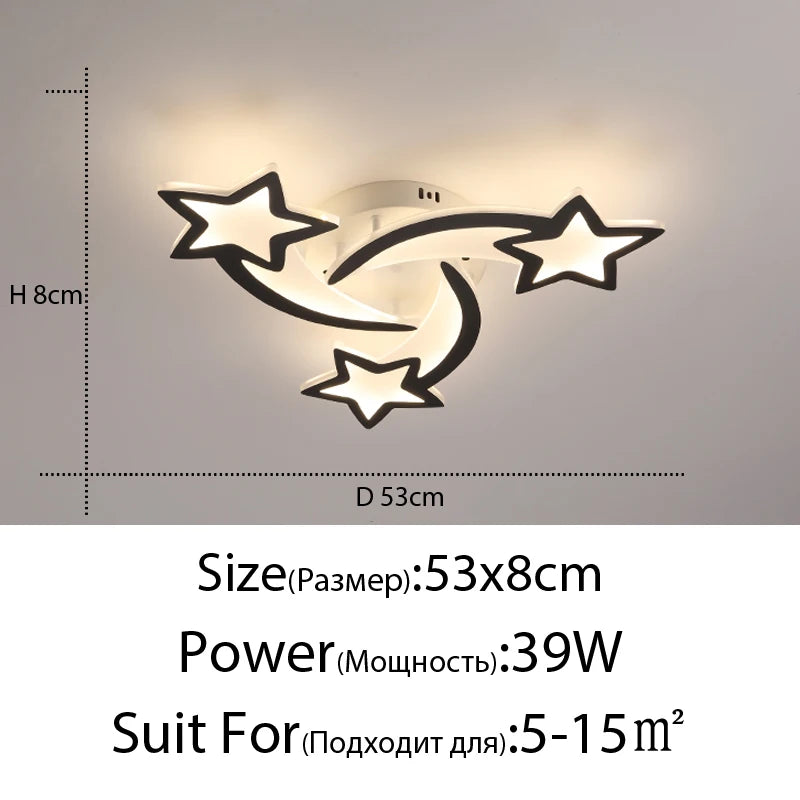 Modern LED Chandelier White/Black Dimmable Indoor Lighting For Bedroom Hall Living Children's Room Acrylic Fixture Lamps