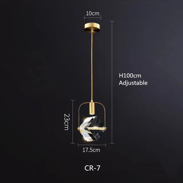 Modern Pendant Light Nordic Luxury K9 Crystal Chandelier Ceiling Lamps Hanging Fixture Indoor Living Dining Room Bedroom Decors