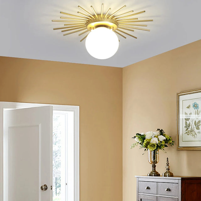 Modern Gold Ceiling Lamp Entrance Corridor Hallway Lamps Surface Mount Glass Ceiling Light G9 Bulb LED Indoor Lighting Fixtures