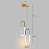 Brass Nordic bedside Long-line hanging lamp Modern creative U-shaped tube 360 degree LED pendant lights