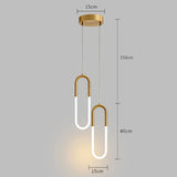 Brass U-shaped tube LED pendant lights Bedroom Bedside Long-line hanging lamp Kitchen Island Dining table Home Decor Luminaires