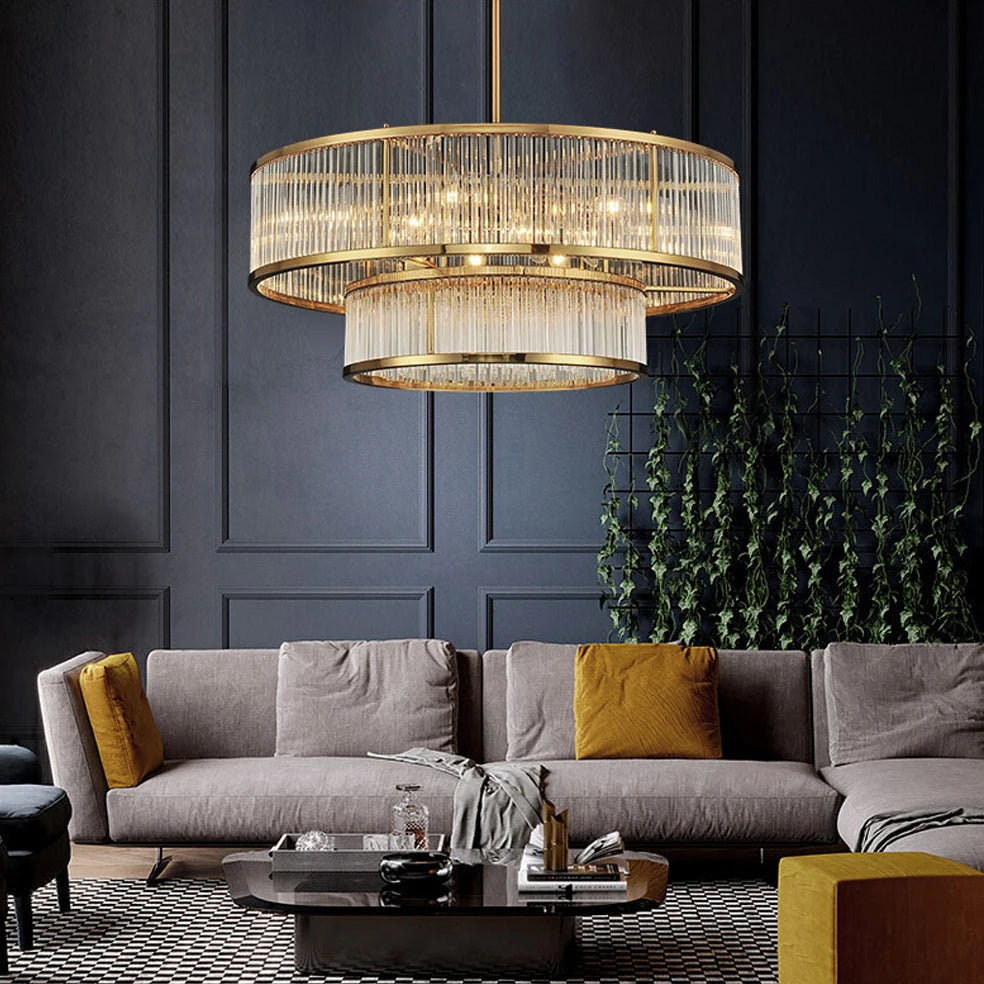 E14 LED Retro American Copper Golden Round Linear Pendant Lights.Pendant Light Suspension Luminaire Lampen For Dinning Room