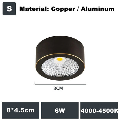 Full Copper 220V LED Ceiling Downlight Nordic Hallway Corridor Porch Surface Mounted Brass 6W 8W 10W Spot Light Fixture