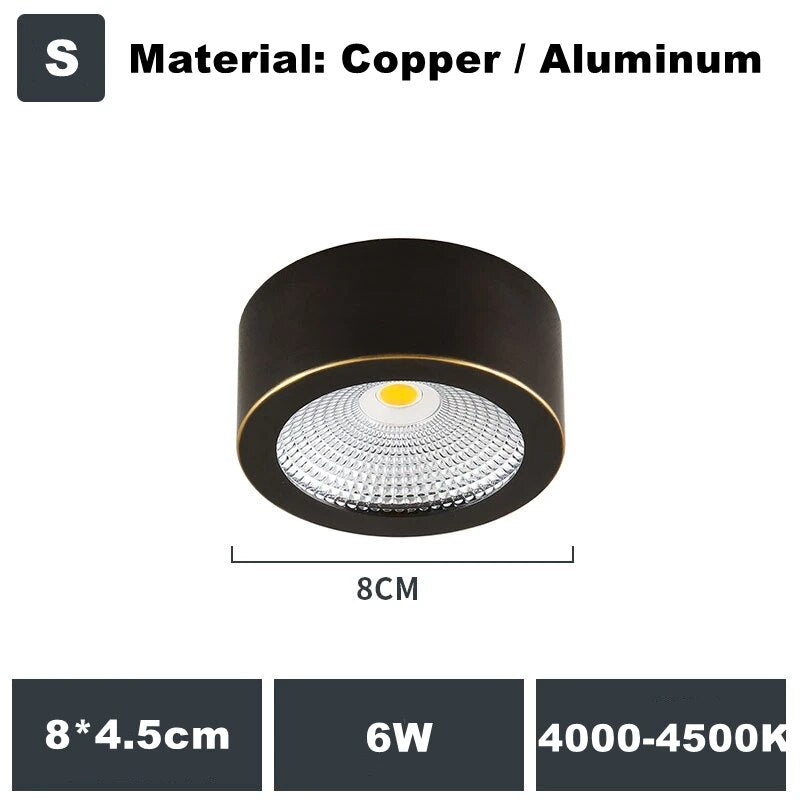 Full Copper 220V LED Ceiling Downlight Nordic Hallway Corridor Porch Surface Mounted Brass 6W 8W 10W Spot Light Fixture