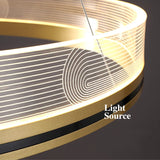 Modern Nordic Light Luxury Round Acrylic Ceiling Chandelier Bedroom Restaurant Hotel Lobby Cord Pendant Lighting