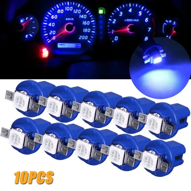 10x T5 B8.5D 5050 LED 1 SMD Car Dashboard Light Dash Instrument Indicator Lights Bulbs