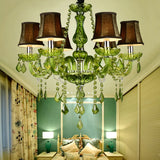 Luxury Green Crystal Chandelier - Vintage E14 Candle Pendant Light