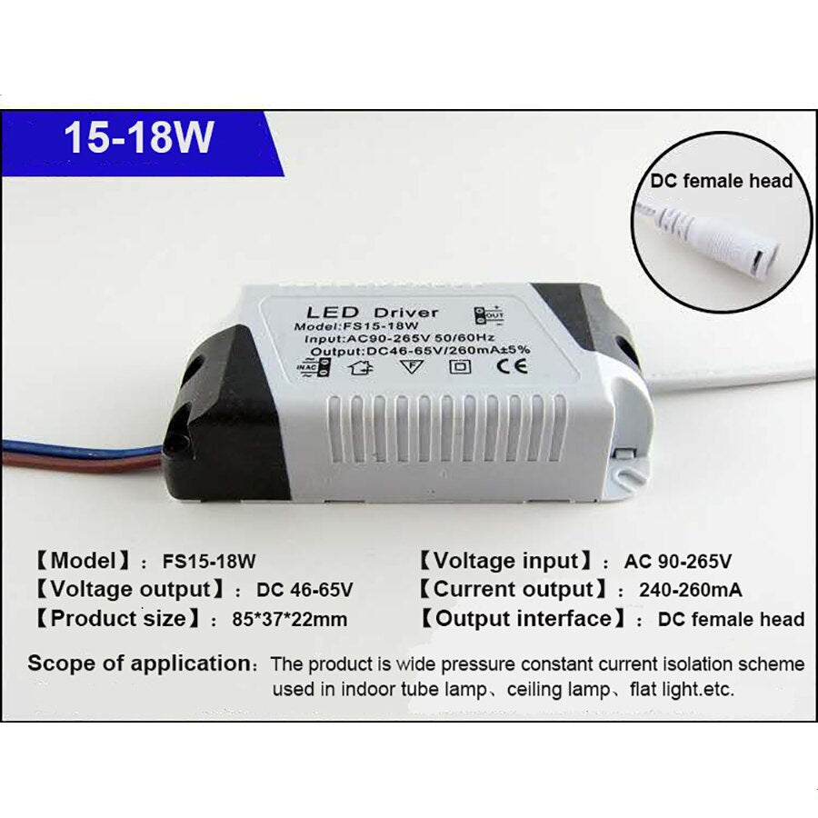 LED Driver 1-3W 4-7W 8-12W 13-18W 18-24W For LEDs Power Supply Unit AC90-265V Lighting Transformers For LED Power Lights