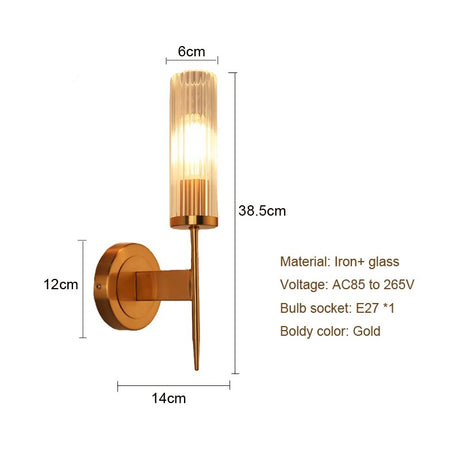Europe Golden Wall Lamp Led 5W for Home Decor Bedroom Living Room Decoration Light Metal Glass Aisle Corridor Interior Sconce