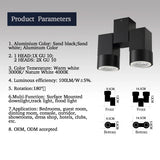 Indoor led downlight led gu10 180 adjustable double surface mount spotlight white/ black ceiling light