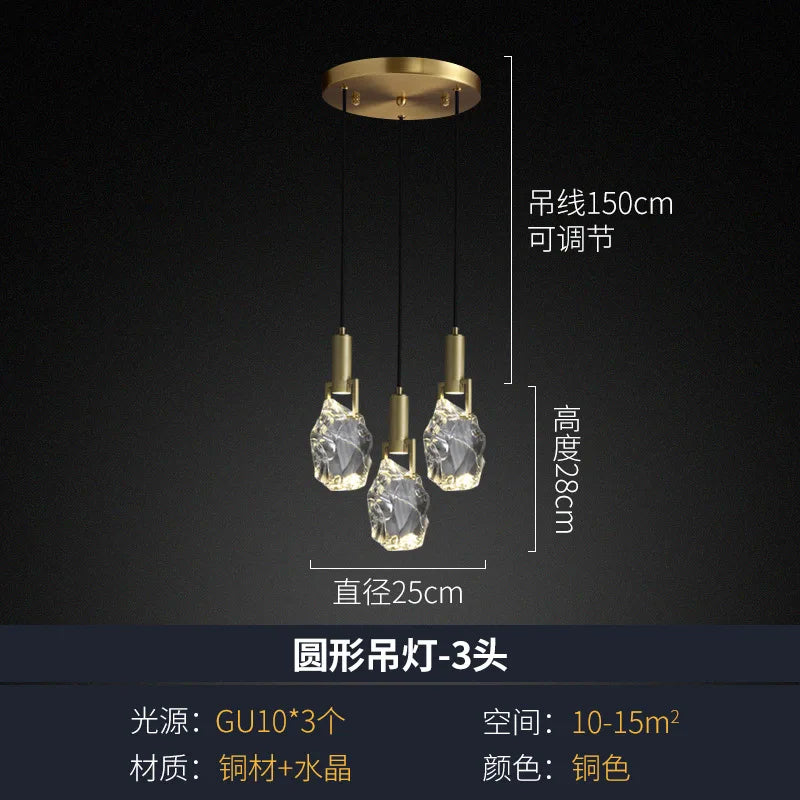 New Crystal Led Pendant lights Nordic luxury brass Dining Room Bar Kitchen suspension Luminaire bedroom bedside Hanging lamp